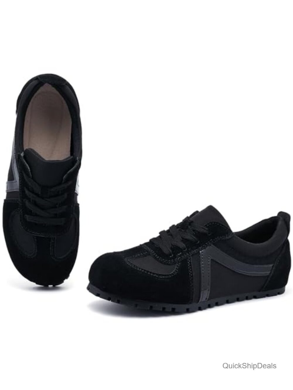 Women's Lace Up Loafers Memory Foam Cow Suede Flat Casual Walking Shoes